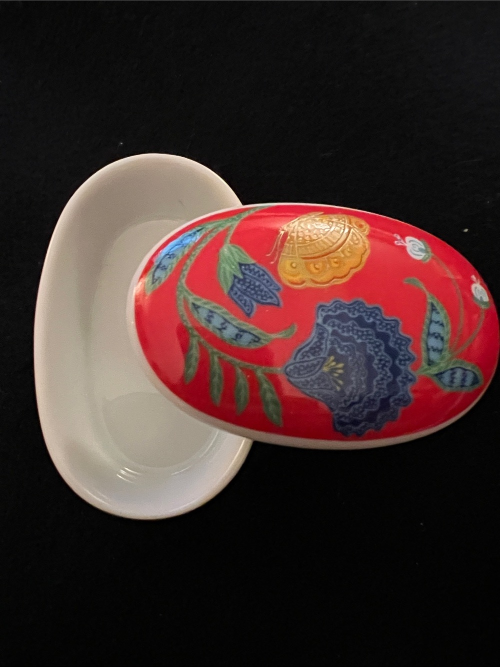 Otagiri Trinket Box Golden Butterfly Fraser Collection Japan Porcelain Oval